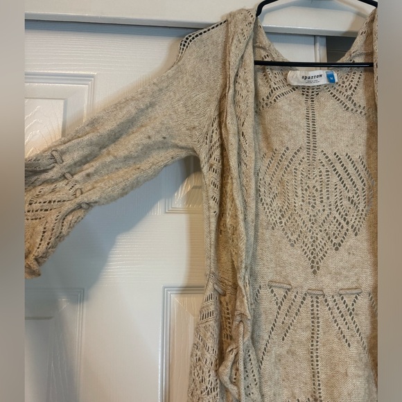 Anthropologie Sparrow Knit Tie Oatmeal Cardigan - Picture 3 of 12